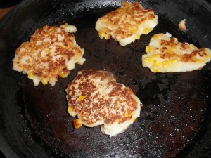Corn fritters made using the pancake recipe
