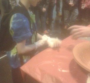 M getting hands on with one of the exhibits